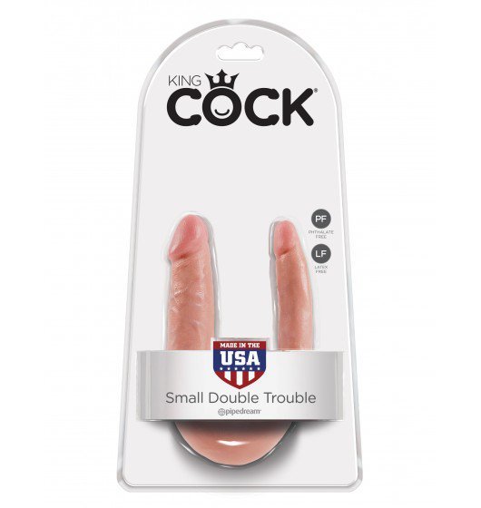 King Cock podwójne dildo - U-Shaped Small Double Trouble sztuczny penis (cielisty)