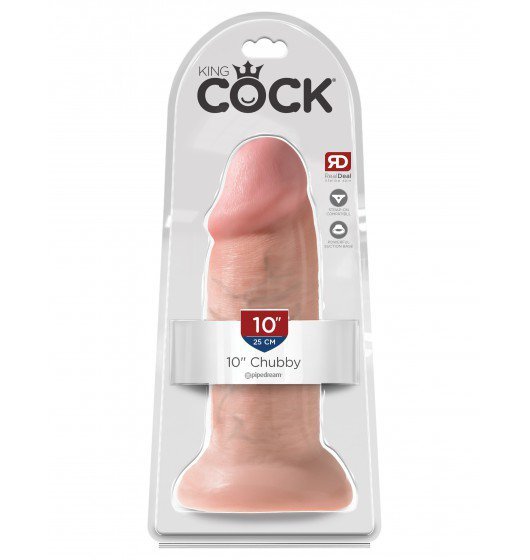 King Cock dildo analne - 10 inch (cali) Chubby sztuczny penis (cielisty)