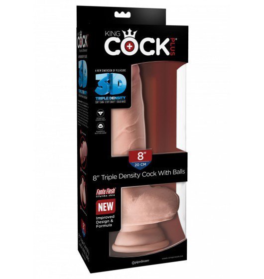 King Cock dildo - Plus 8'' Triple Density Cock with Balls sztuczny penis (cielisty)