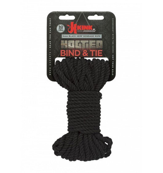 Kink by Doc Johnson - Hogtied Bind &amp; Tie sznur do krępowania 9m x 6mm , czarny