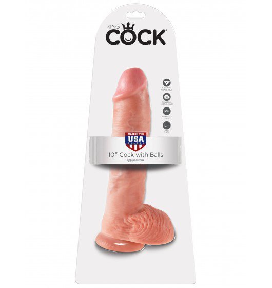 King Cock duże dildo - 10'' Cock with Balls sztuczny penis (cielisty)