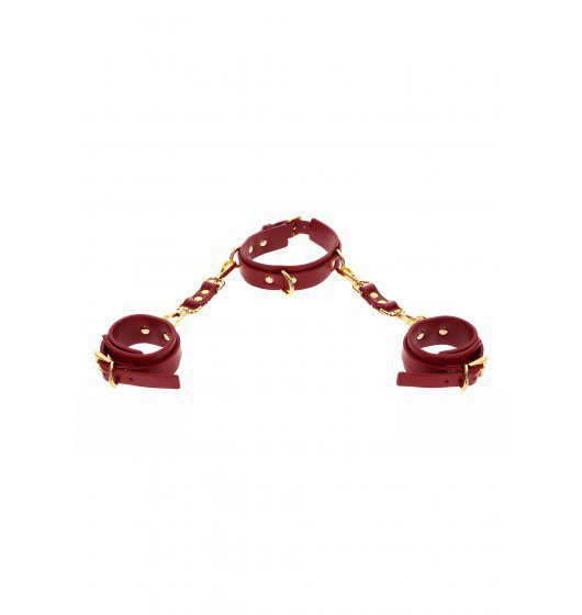 Taboom D-Ring Collar and Wrist Cuffs Red - kajdanki z obrożą (czerwony)