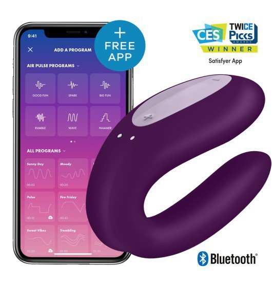 Satisfyer Double Joy Violet incl. Bluetooth and App – wibrator z aplikacją dla par (fioletowy)