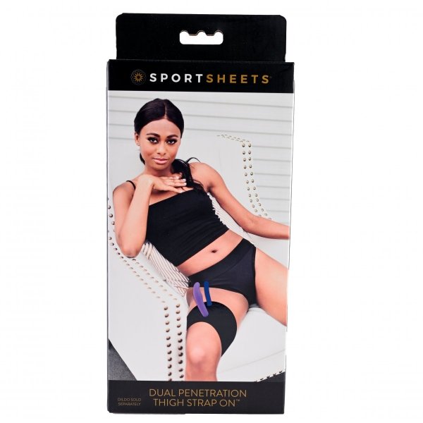 Sportsheets Dual Penetration Thigh Strap On - opaska na udo do podwójnego strapona (czarny)