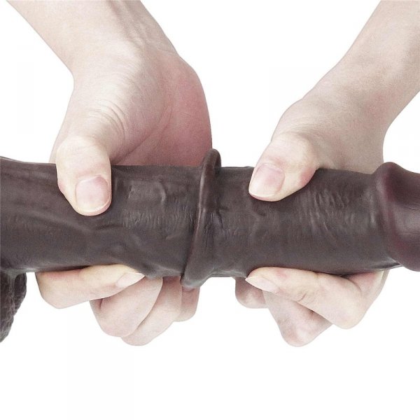 9.5&#039;&#039; Sliding Skin Dual Layer Dong - Black