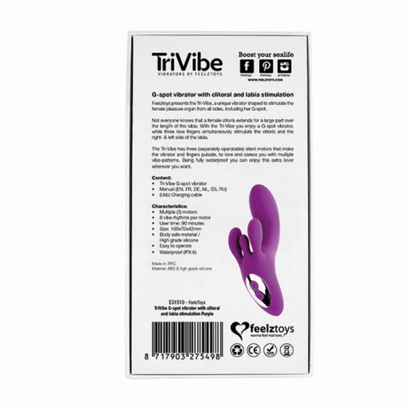 FeelzToys - TriVibe G-Spot Vibrator met Clitoris & Schaamlippen Stimulatie Paars