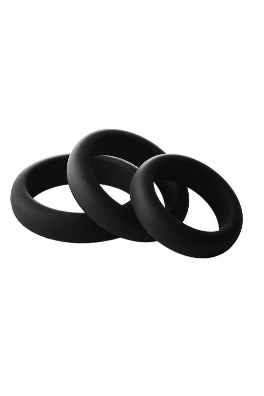 Dream Toys RAMROD SMOOTH SILICONE COCKRING PACK - zestaw pierścieni na penisa (czarny)