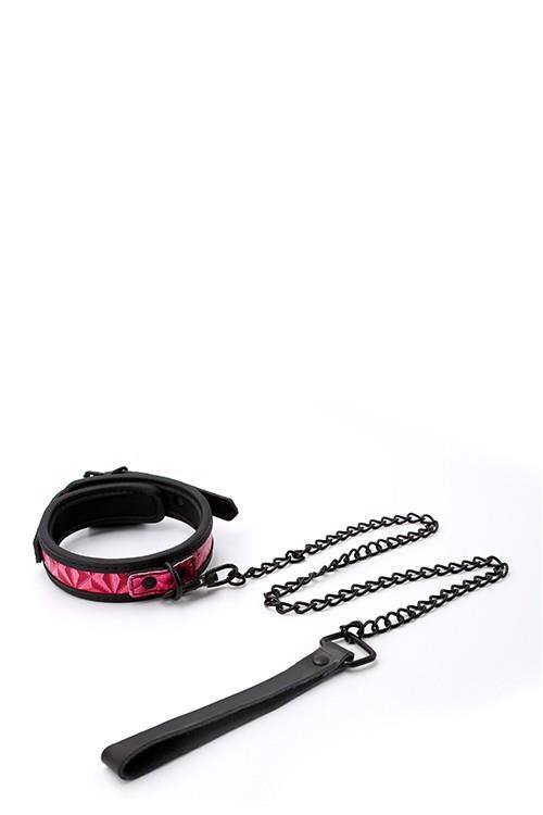 NS Novelties SINFUL 1INCH COLLAR PINK - obroża ze smyczą (różowy)