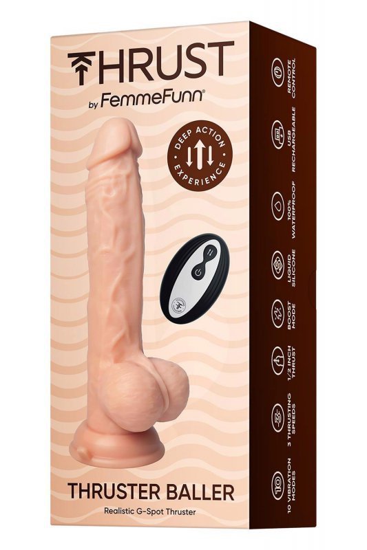 FEMMEFUNN THRUSTER BALLER NUDE - dildo z wibracjami (cielisty)
