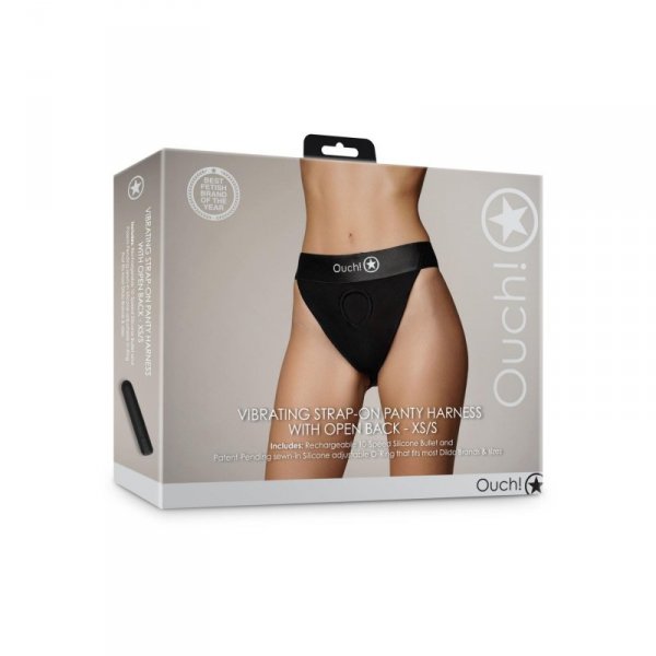Vibrating Strap-on Panty Harness with Open Back - XS/S