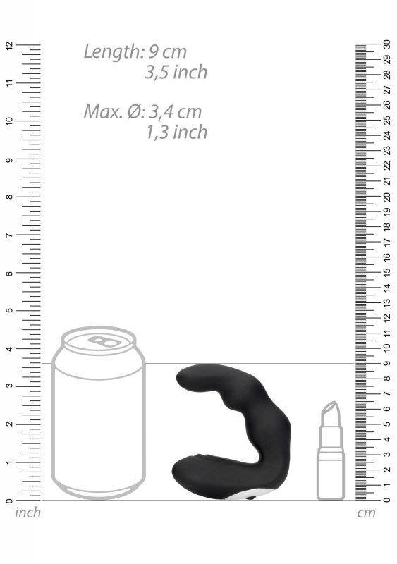 Bent Vibrating Prostate Massager with Remote Control - Black