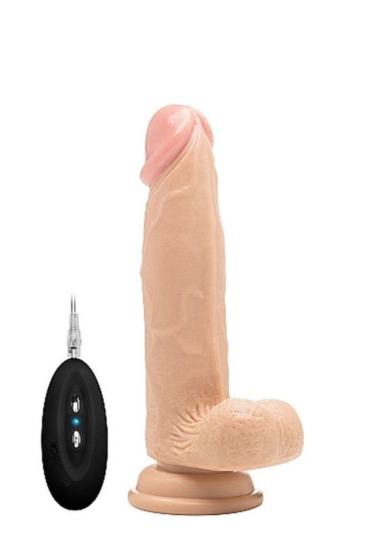 Vibrating Realistic Cock - 8&quot; - With Scrotum - Skin