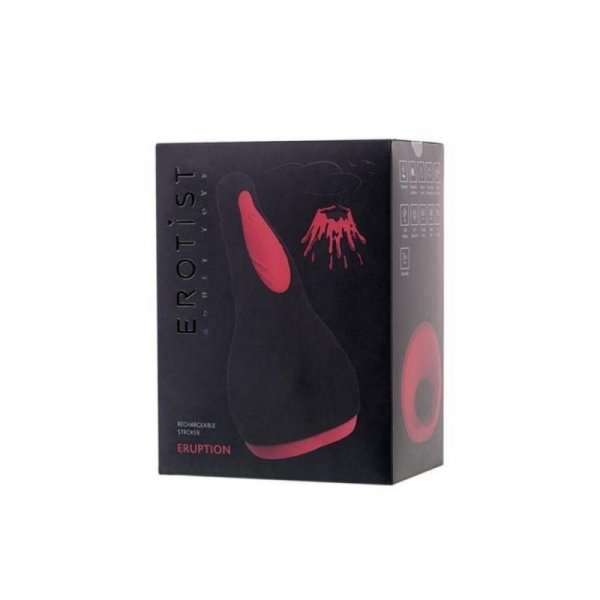 EROTIST Eruption; Rechargeable masturbator, Silicone, Black, 18.5 cm.