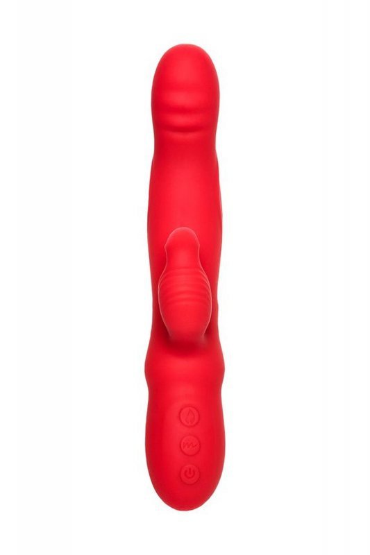 JOS Redli vibrator with moving head, silicone, red, 21 cm