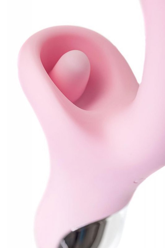 JOS Vibrator with clitoral stimulator Patti with moving tongue, silicone, red, 24 cm