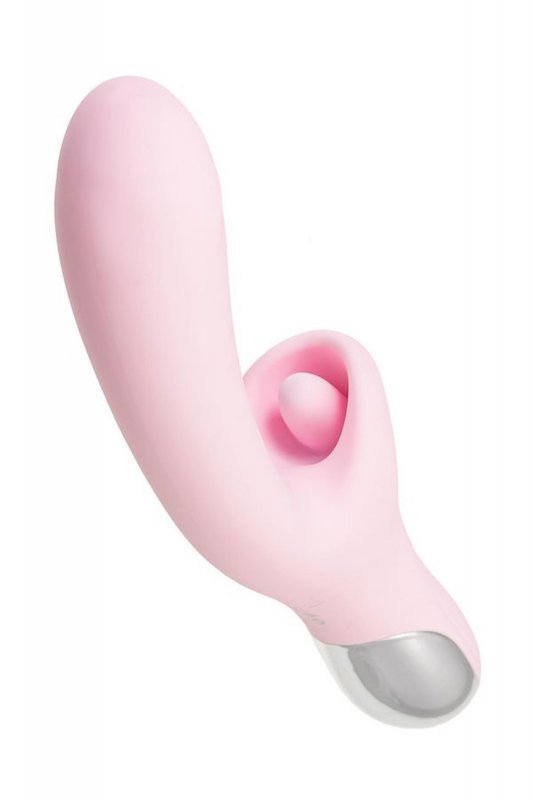 JOS Vibrator with clitoral stimulator Patti with moving tongue, silicone, red, 24 cm
