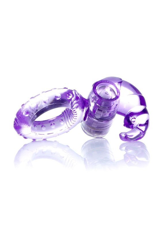 Rabbit Vibro CockRing Purple - pierścień na penisa (fioletowy)