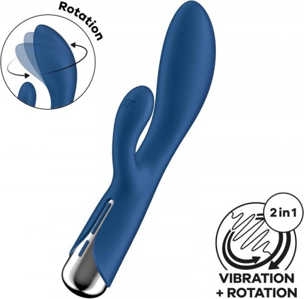 Satisfyer Spinning Rabbit 1 Blue - wibrator króliczek (granatowy)