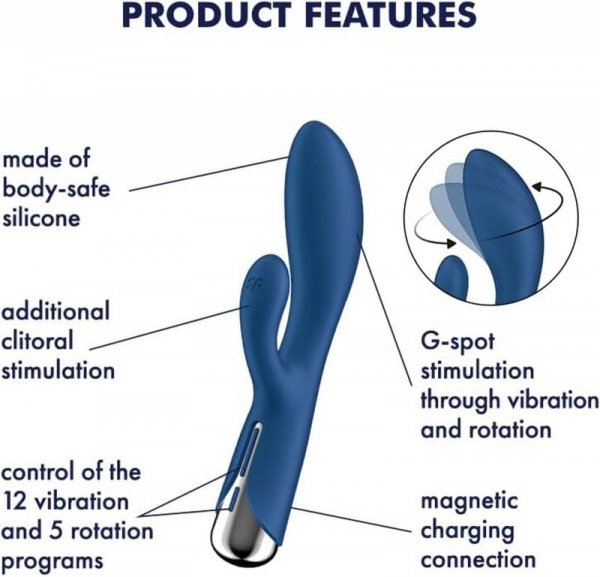Satisfyer Spinning Rabbit 1 Blue - wibrator króliczek (granatowy)