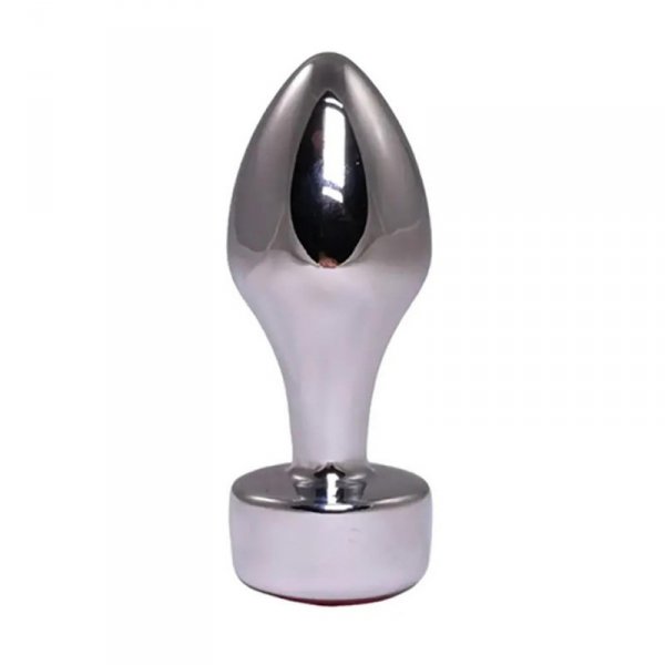 Silver Butt Plug with Pink Diamond