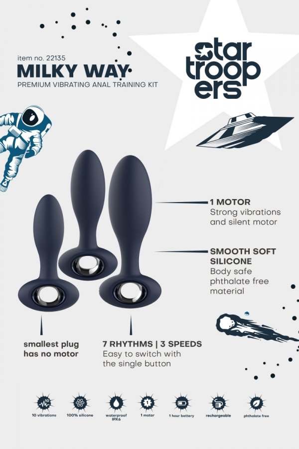 Dream Toys StarTroopers Milky Way Anal Training Kit - zestaw korków analnych (granatowy)