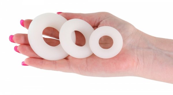 NS Novelties 3Pc Bubble Rings White - zestaw pierścieni na penisa (biały)
