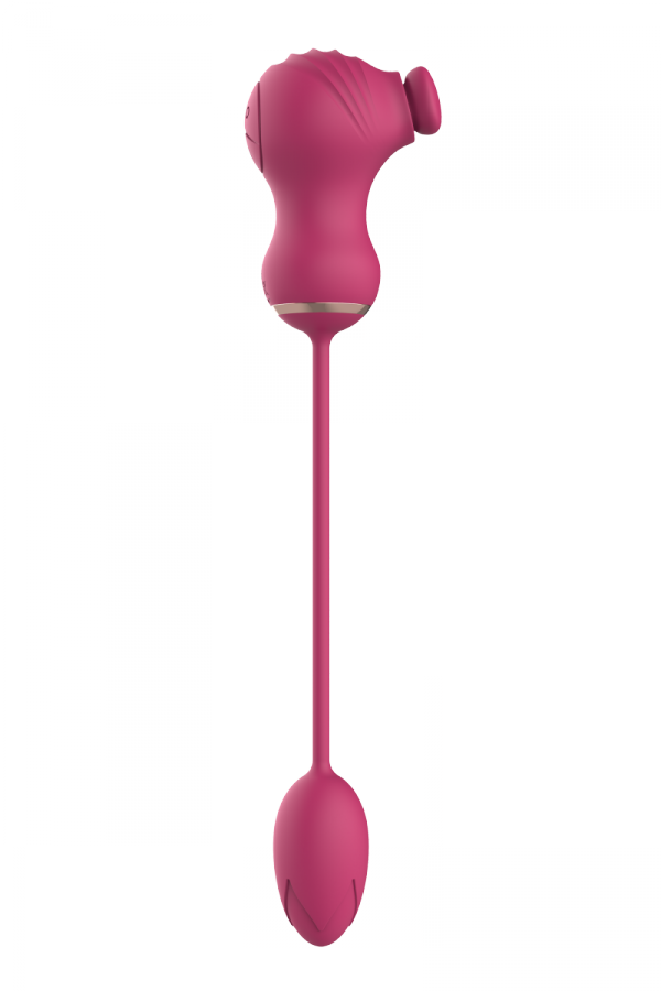 Dream Toys ESSENTIALS FLEXIBLE DUAL STIMULATOR AND VIBRATING EGG PINK - wibrujące jajko i masażer łechtaczki (różowy)