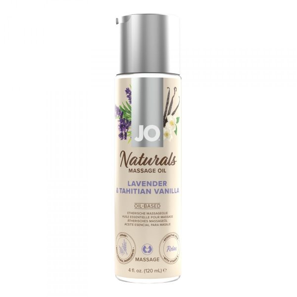System JO Naturals Massage Oil Lavender &amp; Tahitian Vanilla 120 ml - naturalny olejek do masażu (lawenda, wanilia)