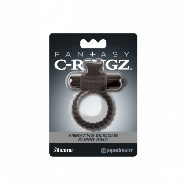 Wibrujący pierścień Pipedream Fantasy C-Ringz Vibrating Silicone Super Ring - korek analny (czarny)