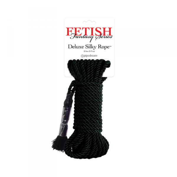 Pipedream Fetish Fantasy Series Deluxe Silk Rope - lina (czarny)