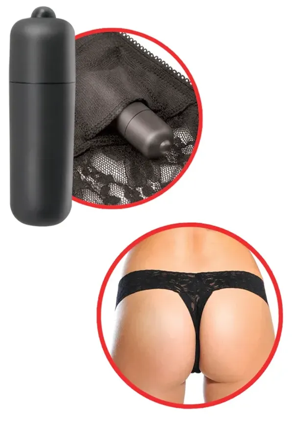 Fetish Fantasy Bielizna z Wibratorem Series Hanky Spank Me Vibrating Panties (czarny