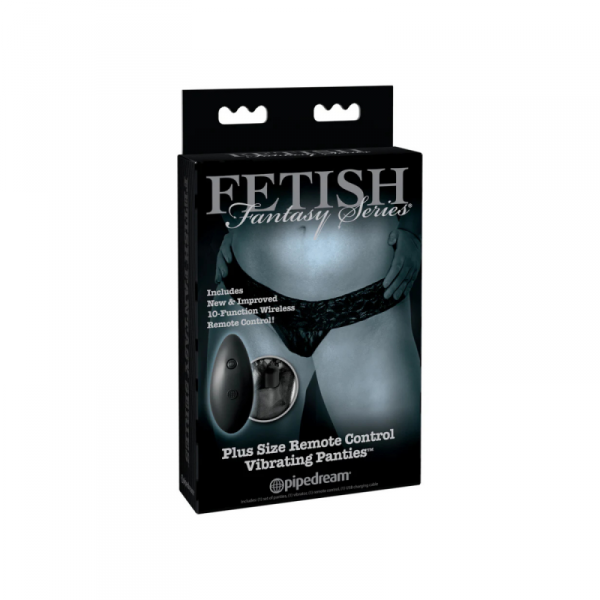 Fetish Fantasy Series Limited Edition Remote Control Vibrating Panties Plus Size - gigantyczne pantalony plus size (czarny)