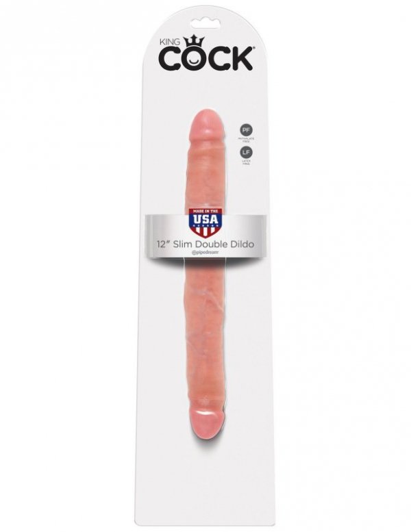 King Cock podwójne dildo - 12'' Slim Double Dildo sztuczny penis (cielisty)