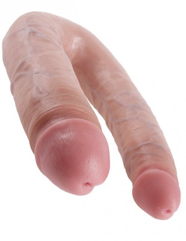 King Cock podwójne dildo - U-Shaped Large Double Trouble sztuczny penis (cielisty)
