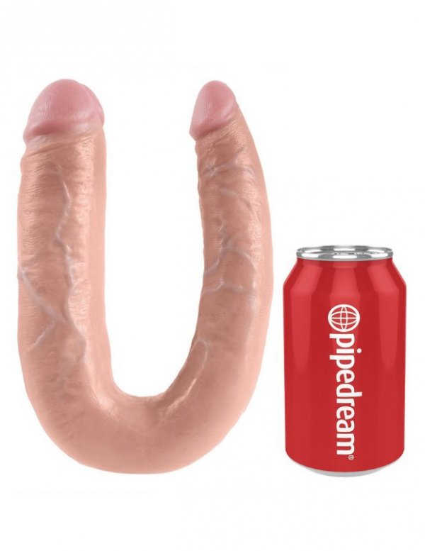 King Cock podwójne dildo - U-Shaped Large Double Trouble sztuczny penis (cielisty)