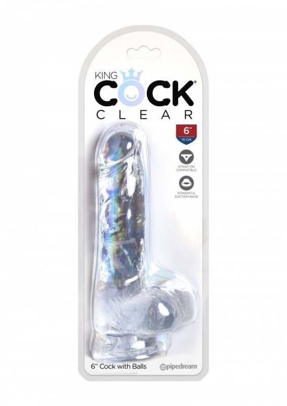 King Cock dildo analne - 6'' Cock with Balls sztuczny penis (przezroczysty) 