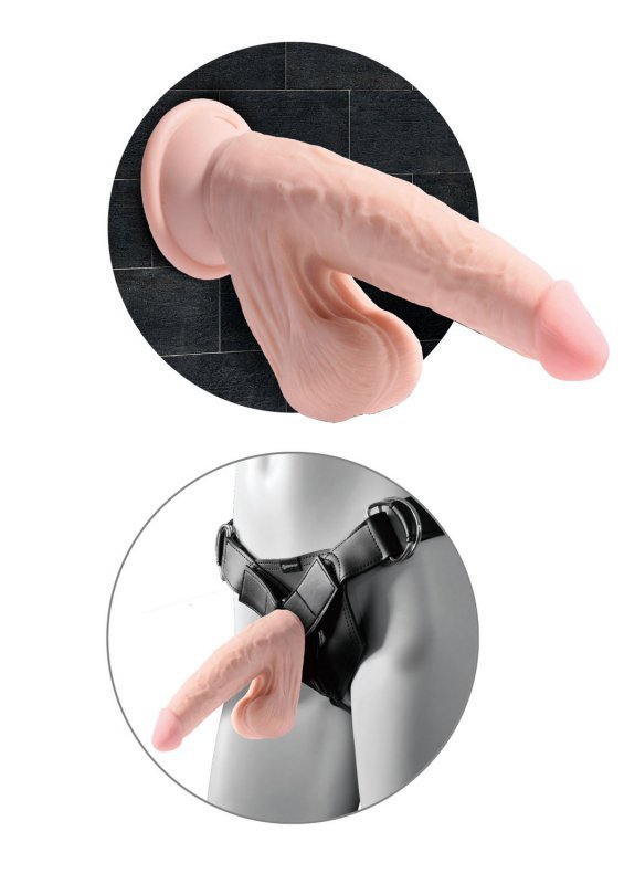 King Cock dildo - 8'' Cock Swinging Balls sztuczny penis (cielisty)
