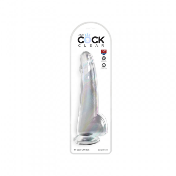 King Cock Transparentne Dildo Clear 10&quot; with Balls - dildo (przezroczysty)