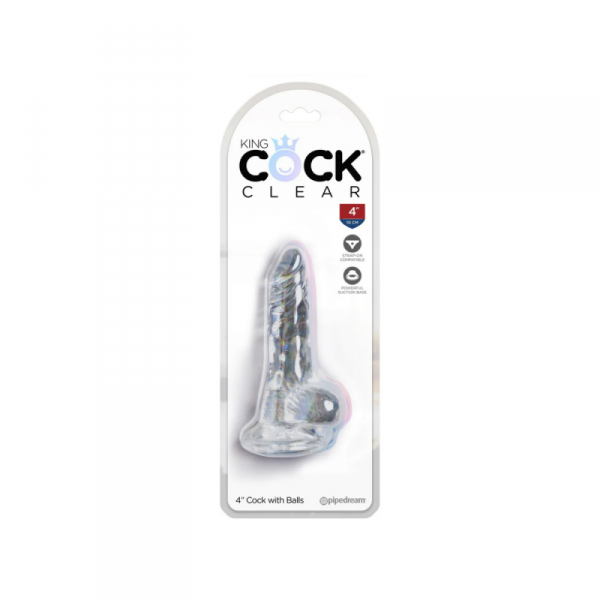 King Cock Transparentne Dildo Clear 4&quot; Cock with Balls Clear - dildo (przezroczysty)