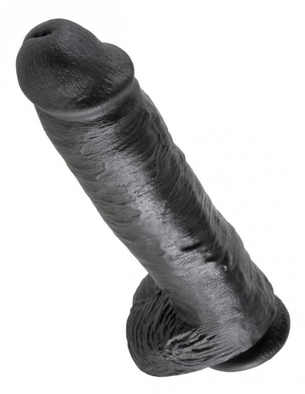 King Cock duże czarne dildo - 11'' Cock with Balls sztuczny penis (czarny)