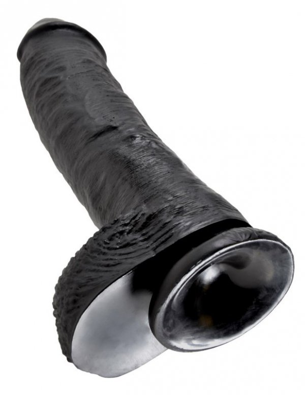 King Cock duże czarne dildo - 10'' Cock with Balls sztuczny penis (czarny)