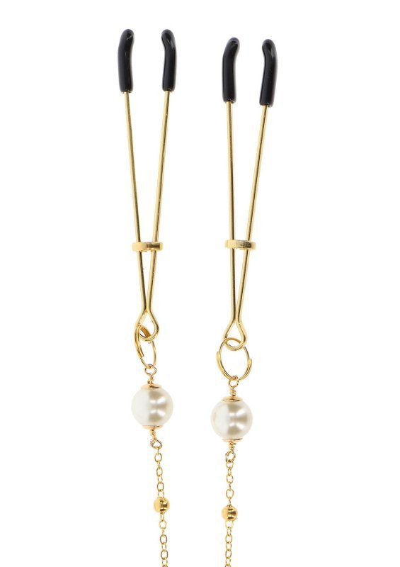 Taboom Tweezers Pearl &amp; Deluxe Chain - zaciskane klamerki na sutki (złoty)