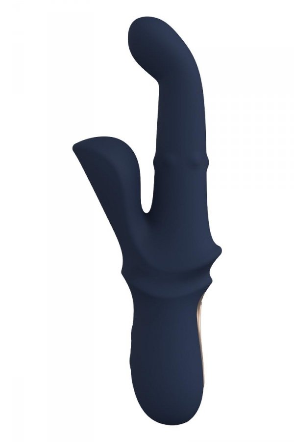 Dream Toys Goddess Collection Iris Duo Vibrator With Sliding Bead - wibrator króliczek (niebieski)