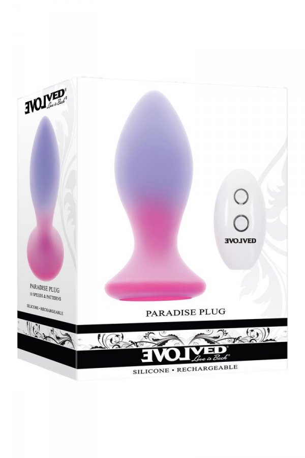 Evolved Paradise Plug - korek analny z wibracjami (różowy/niebieski)