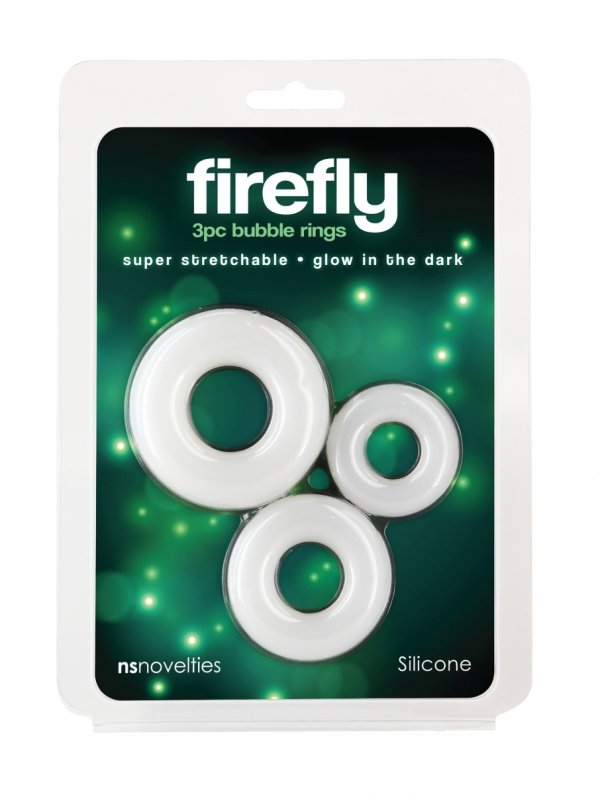NS Novelties 3Pc Bubble Rings White - zestaw pierścieni na penisa (biały)