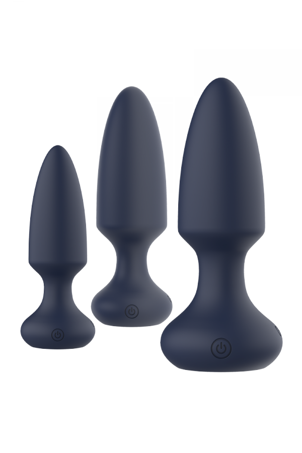 Dream Toys StarTroopers Mars Advanced Vibrating Anal Training Kit - zestaw korków analnych z wibracjami (granatowy)