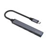 SAVIO HUB USB-C - 3 X USB-A 2.0, 1 X USB-A 3.0, SZARY, AK-71