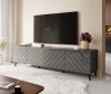 Szafka RTV ABETO 200x42x52 grafit/grafit połysk