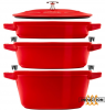 Zestaw 3 naczyń żeliwnych z pokrywką Staub - 24 cm, Czerwony