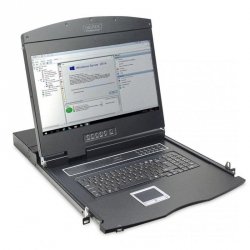 Digitus Konsola modułowa z monitorem TFT o przekątnej 19” (48,3 cm), 16-portowym przełącznikiem KVM & touchpadem, klawiatura ame